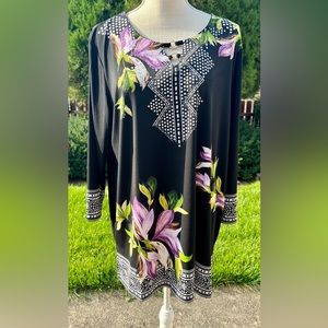 Alfani black floral dressy top